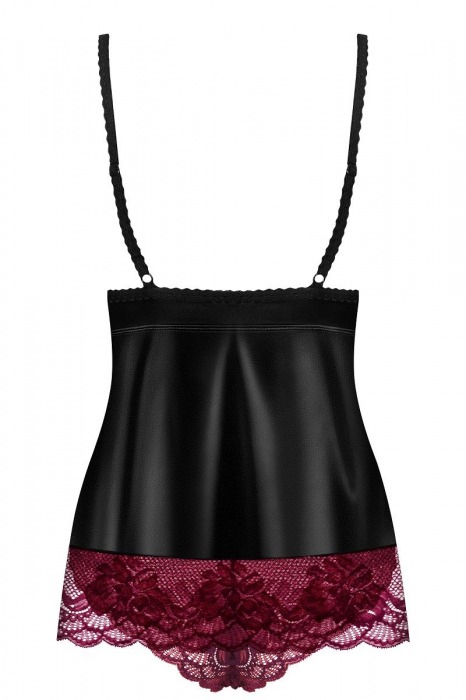 Чувственный бэби-долл с малиновым кружевом и бантом - Obsessive купить с доставкой