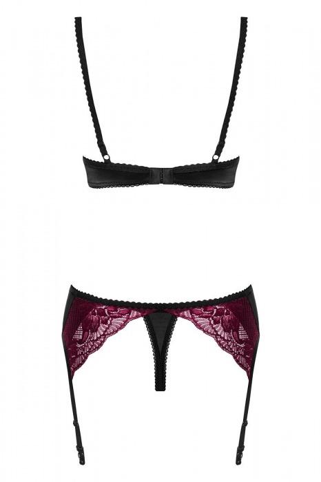 Восхитительный комплект из 3 предметов с малиновым кружевом - Obsessive купить с доставкой