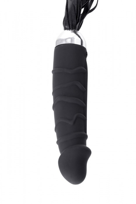 Вибратор с чёрной полиуретановой плёткой - 16 см. - ToyFa