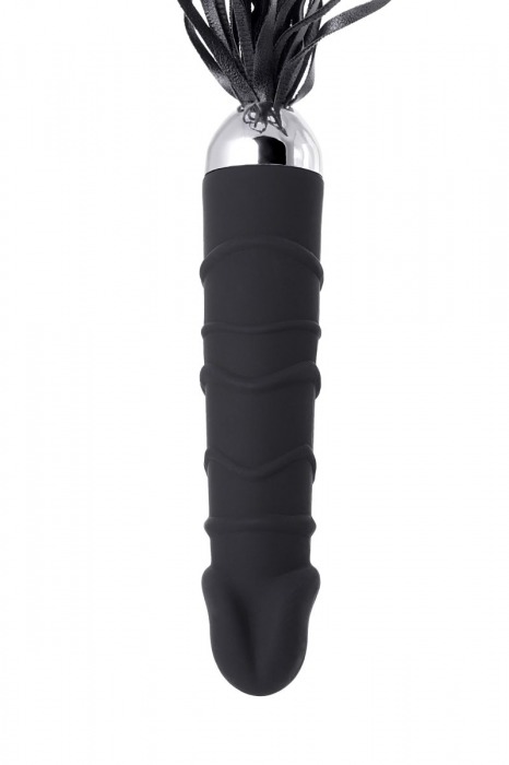 Вибратор с чёрной полиуретановой плёткой - 16 см. - ToyFa