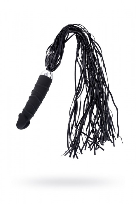 Вибратор с чёрной полиуретановой плёткой - 16 см. - ToyFa