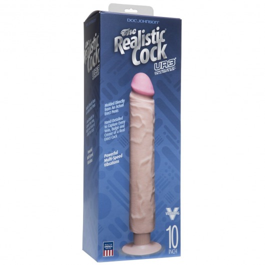 Вибратор-реалистик The Realistic Cock ULTRASKYN Vibrating 10” - 29,2 см. - Doc Johnson
