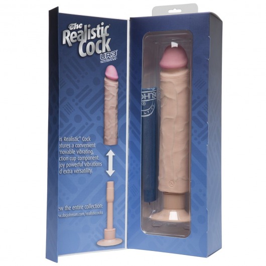 Вибратор-реалистик The Realistic Cock ULTRASKYN Vibrating 10” - 29,2 см. - Doc Johnson