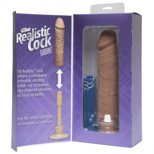 Вибратор-мулат The Realistic Cock ULTRASKYN Without Balls Vibrating 8” - 24,1 см. - Doc Johnson
