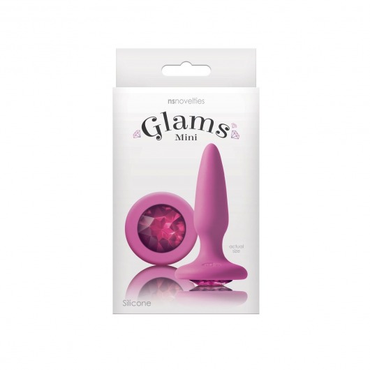 Розовая анальная пробка с розовым кристаллом Glams Mini Pink Gem - 8,4 см. - NS Novelties - купить с доставкой в Новосибирске