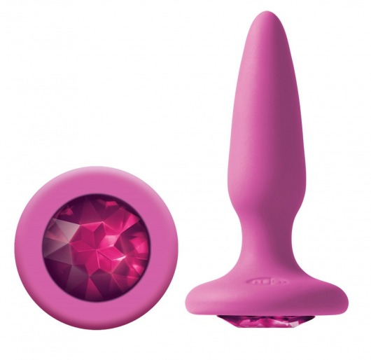 Розовая анальная пробка с розовым кристаллом Glams Mini Pink Gem - 8,4 см. - NS Novelties - купить с доставкой в Новосибирске