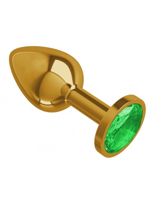 Золотистая анальная втулка с зеленым кристаллом - 7 см. - Джага-Джага - купить с доставкой в Новосибирске
