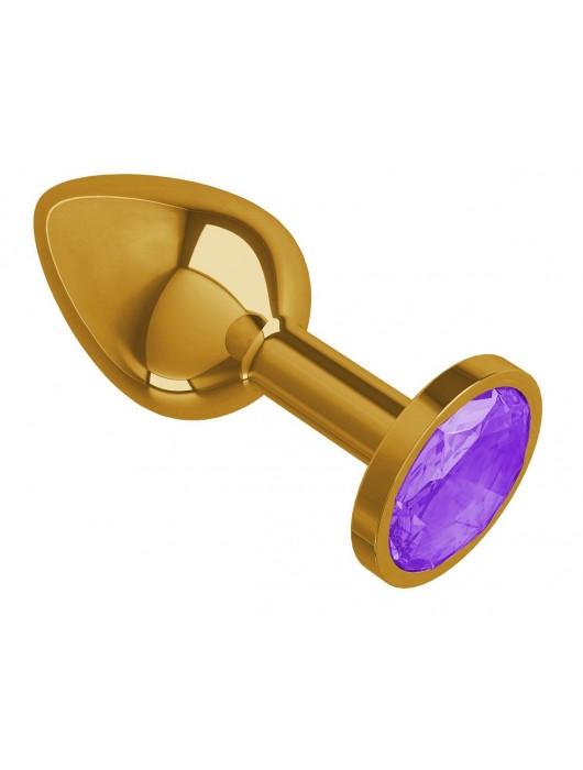 Золотистая анальная втулка с фиолетовым кристаллом - 7 см. - Джага-Джага - купить с доставкой в Новосибирске