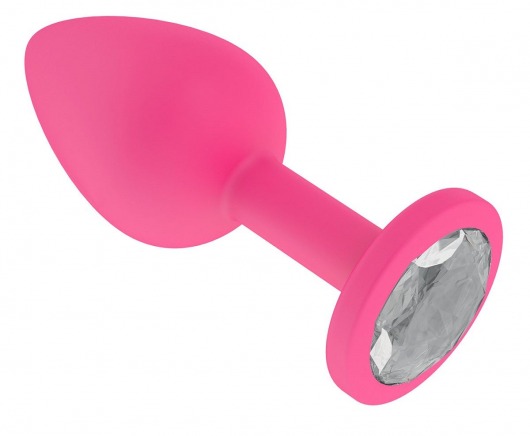Розовая анальная втулка с прозрачным кристаллом - 7,3 см. - Джага-Джага - купить с доставкой в Новосибирске