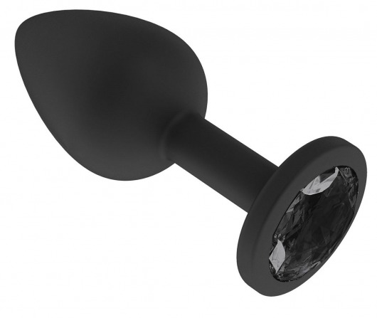 Чёрная анальная втулка с чёрным кристаллом - 7,3 см. - Джага-Джага - купить с доставкой в Новосибирске