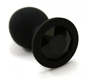 Чёрная анальная втулка с чёрным кристаллом - 7,3 см. - Джага-Джага - купить с доставкой в Новосибирске