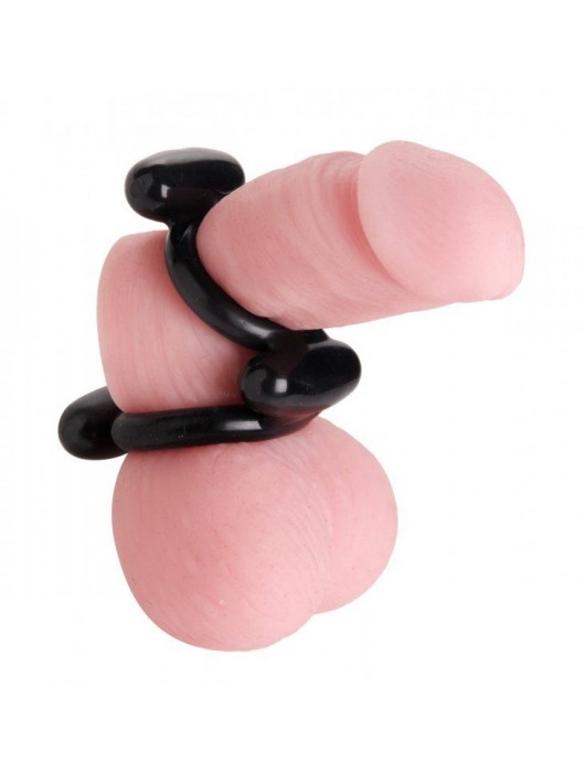 Двойное эрекционное кольцо Dual Stretch To Fit Cock and Ball Ring - XR Brands - в Новосибирске купить с доставкой