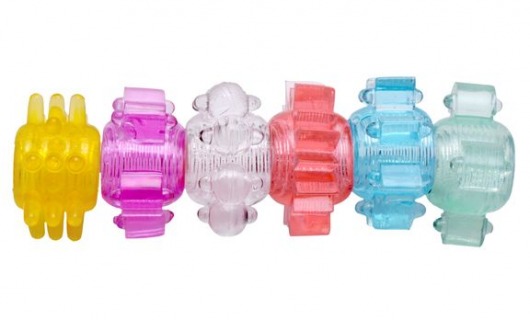 Набор из 6 разноцветных эрекционных колец Enhance 6 Piece Cock Ring Set - XR Brands - в Новосибирске купить с доставкой