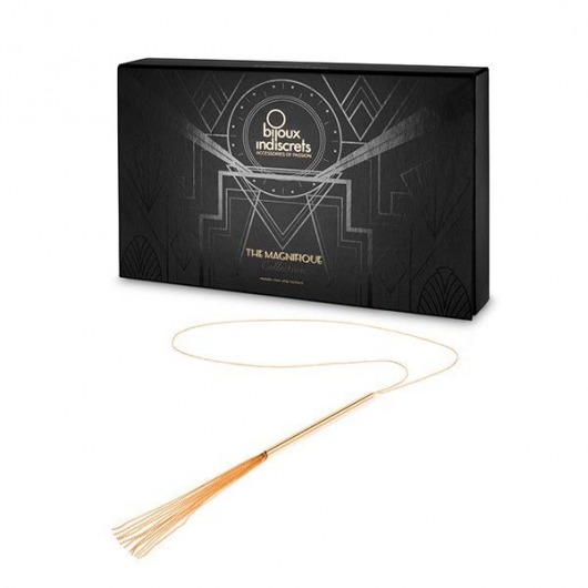 Золотистое ожерелье-плеть Magnifique - Bijoux Indiscrets - купить с доставкой в Новосибирске