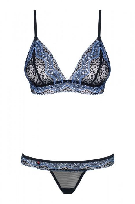 Эротический комплект с контрастным узором в виде волн - Obsessive купить с доставкой