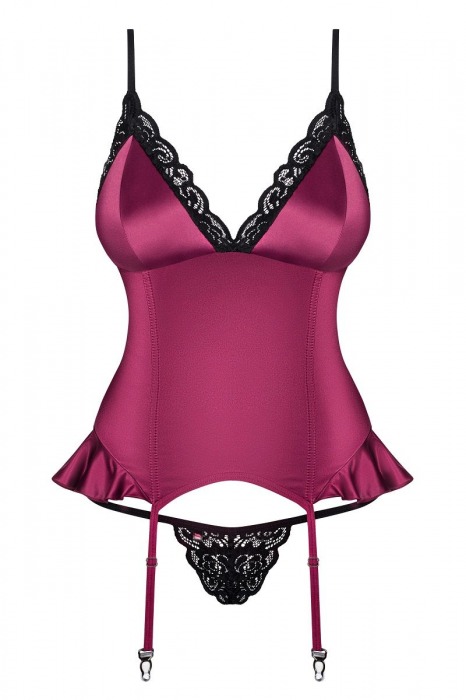 Малиновый корсаж с оборками по бокам - Obsessive купить с доставкой