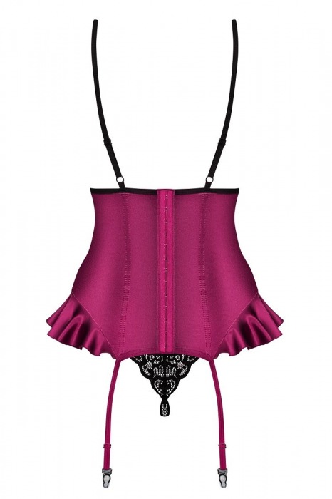 Малиновый корсаж с оборками по бокам - Obsessive купить с доставкой