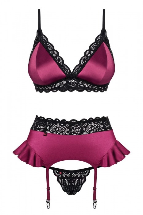 Яркий комплект из 3 предметов с отделкой кружевом - Obsessive купить с доставкой