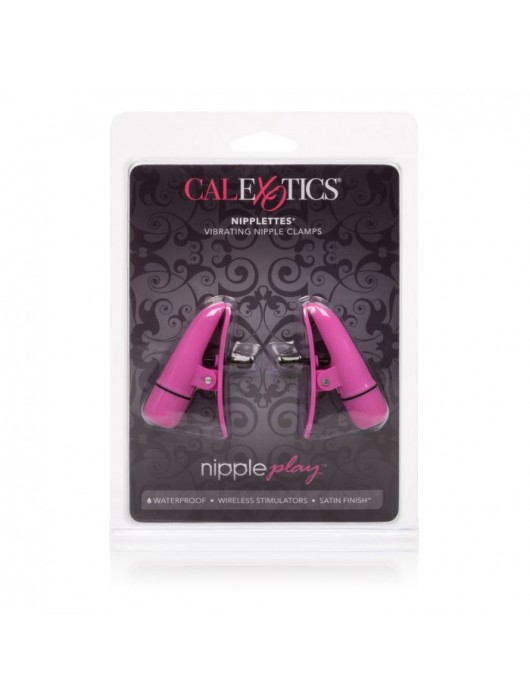 Розовые зажимы на соски с вибрацией Nipple Play Nipplettes - California Exotic Novelties - купить с доставкой в Новосибирске