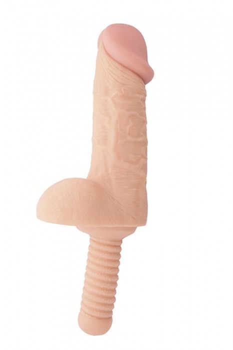 Телесный фаллоимитатор-гигант с рукоятью BIGSTUFF DONG WITH HANDLE 9.5INCH - 24 см. - Dream Toys