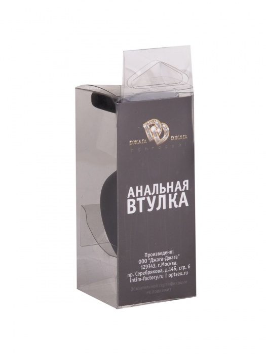 Чёрная анальная втулка с прозрачным кристаллом - 7,3 см. - Джага-Джага - купить с доставкой в Новосибирске