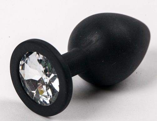 Чёрная анальная втулка с прозрачным кристаллом - 7,3 см. - Джага-Джага - купить с доставкой в Новосибирске