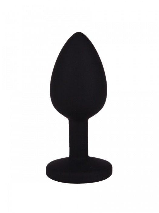 Чёрная анальная втулка с розовым кристаллом - 7,3 см. - Джага-Джага - купить с доставкой в Новосибирске