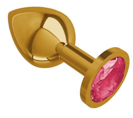 Золотистая средняя пробка с малиновым кристаллом - 8,5 см. - Джага-Джага - купить с доставкой в Новосибирске