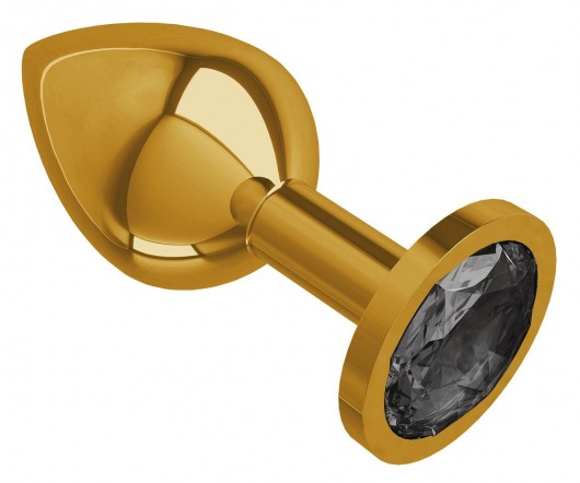 Золотистая средняя пробка с чёрным кристаллом - 8,5 см. - Джага-Джага - купить с доставкой в Новосибирске