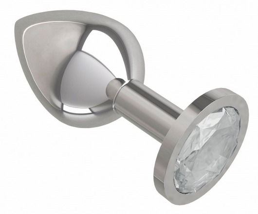 Серебристая средняя пробка с прозрачным кристаллом - 8,5 см. - Джага-Джага - купить с доставкой в Новосибирске