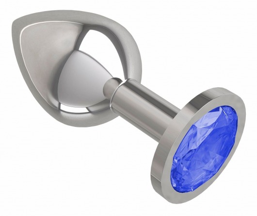 Серебристая средняя пробка с синим кристаллом - 8,5 см. - Джага-Джага - купить с доставкой в Новосибирске
