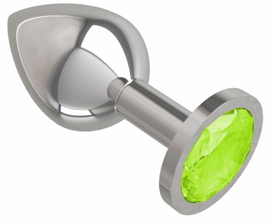 Серебристая средняя пробка с лаймовым кристаллом - 8,5 см. - Джага-Джага - купить с доставкой в Новосибирске