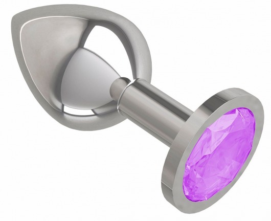 Серебристая средняя пробка с сиреневым кристаллом - 8,5 см. - Джага-Джага - купить с доставкой в Новосибирске