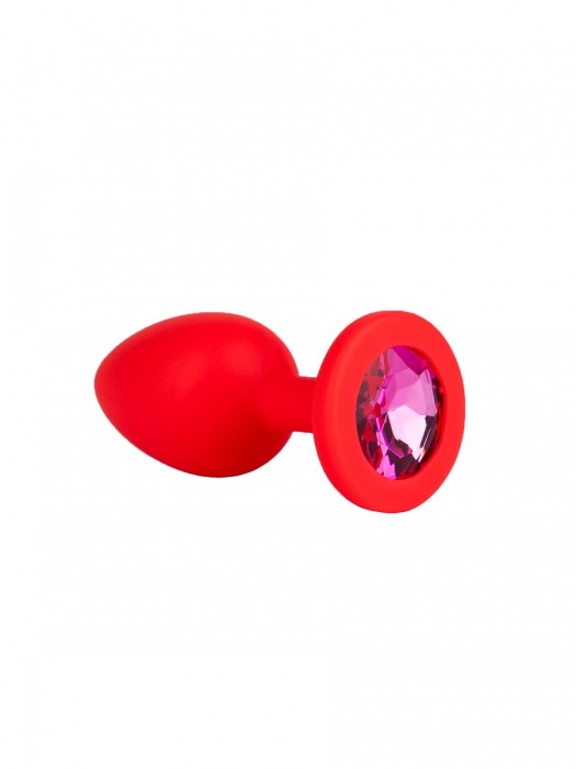 Красная анальная втулка с малиновым кристаллом - 7,3 см. - Джага-Джага - купить с доставкой в Новосибирске