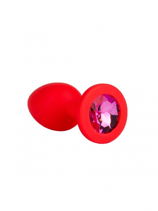 Красная анальная втулка с малиновым кристаллом - 7,3 см. - Джага-Джага - купить с доставкой в Новосибирске