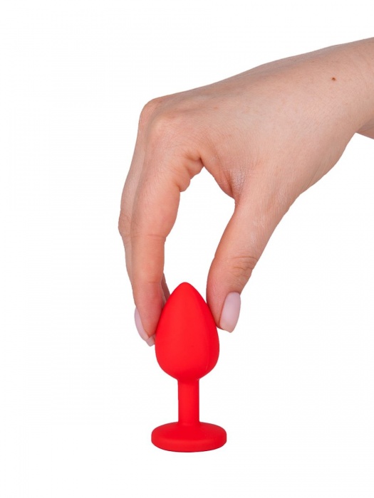 Красная анальная втулка с малиновым кристаллом - 7,3 см. - Джага-Джага - купить с доставкой в Новосибирске