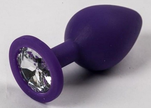 Фиолетовая силиконовая пробка с прозрачным кристаллом - 7,3 см. - Джага-Джага - купить с доставкой в Новосибирске