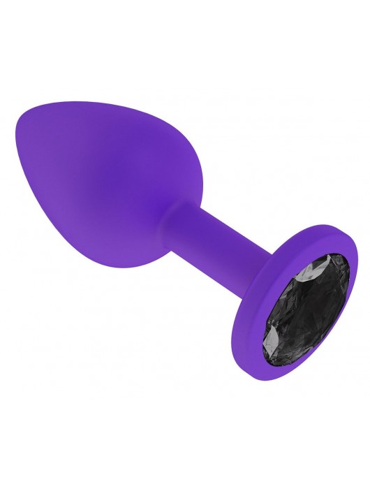 Фиолетовая силиконовая пробка с чёрным кристаллом - 7,3 см. - Джага-Джага - купить с доставкой в Новосибирске