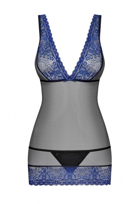 Облегающая сорочка с синим кружевом - Obsessive купить с доставкой