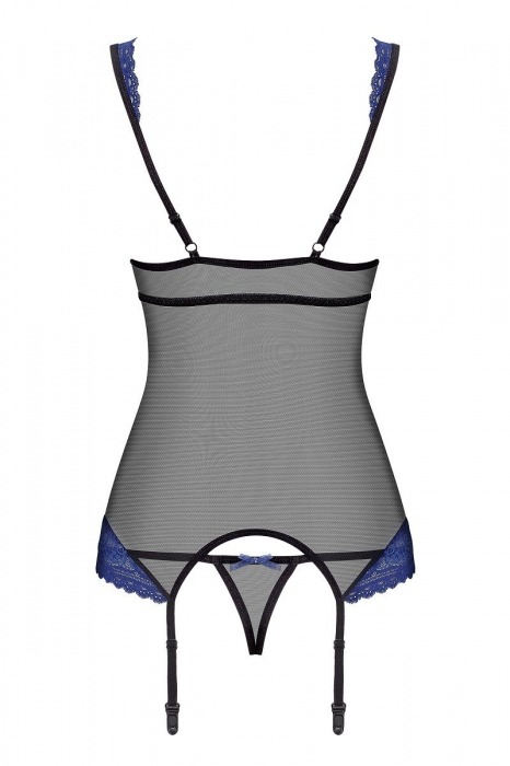 Соблазнительный полупрозрачный корсаж с синим кружевом - Obsessive купить с доставкой