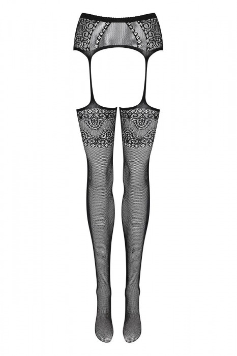 Эффектные чулки с поясом и имитацией ажурных стрелок - Obsessive купить с доставкой
