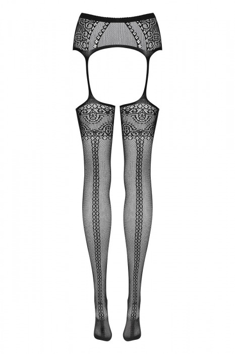 Эффектные чулки с поясом и имитацией ажурных стрелок - Obsessive купить с доставкой