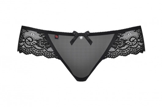 Соблазнительные кружевные трусики-стринги с бантиком и подвеской - Obsessive купить с доставкой