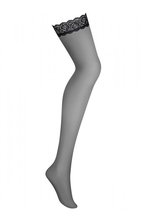 Чулки под пояс с узкой кружевной резинкой без силикона - Obsessive купить с доставкой