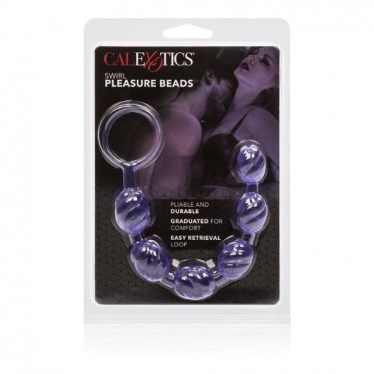 Фиолетовая анальная цепочка Swirl Pleasure Beads - 20 см. - California Exotic Novelties