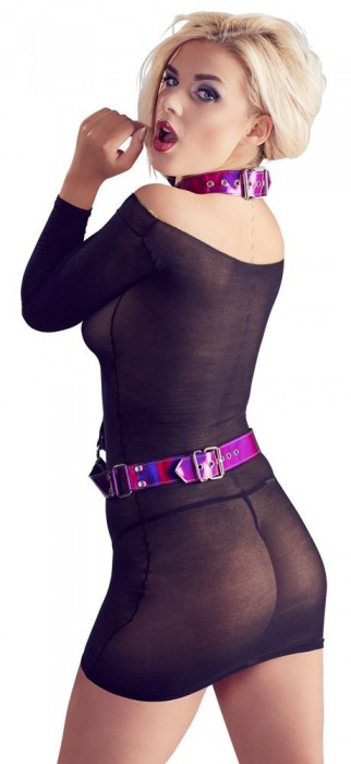 Неоново-розовая сбруя на шею и талию Bad Kitty Body Harness - Orion - купить с доставкой в Новосибирске