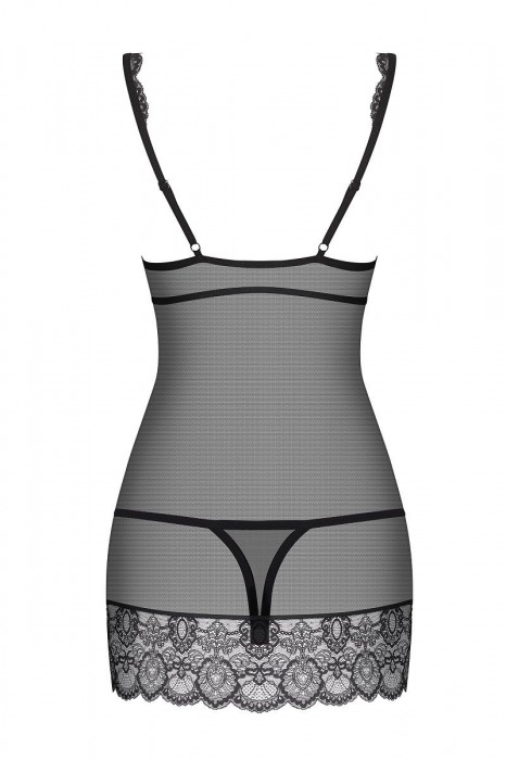Полупрозрачная облегающая сорочка с лифом на косточках - Obsessive купить с доставкой