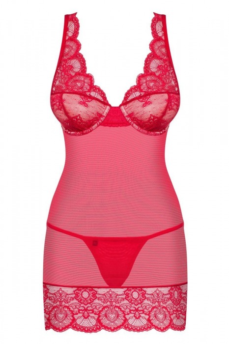 Полупрозрачная облегающая сорочка с лифом на косточках - Obsessive купить с доставкой