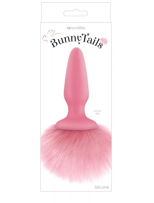 Розовая анальная пробка с коротким розовым хвостиком Bunny Tails - NS Novelties - купить с доставкой в Новосибирске