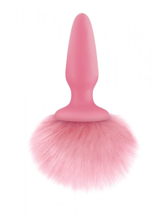 Розовая анальная пробка с коротким розовым хвостиком Bunny Tails - NS Novelties - купить с доставкой в Новосибирске